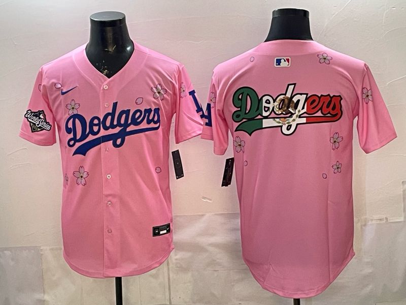 Men Nike 2026 Los Angeles Dodgers Blank Pink Sakura Edition Game MLB Jersey 008